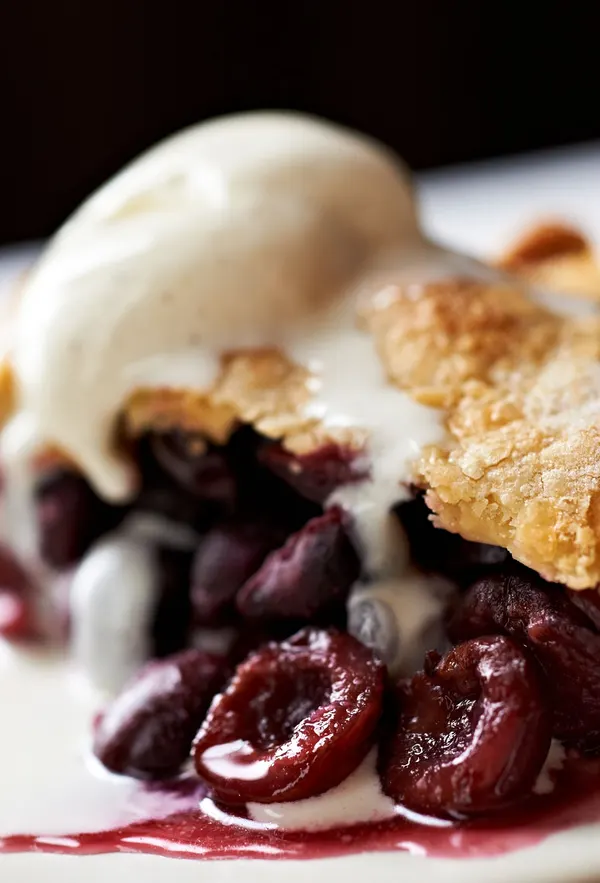 Cherry Pie slice with Ice Cream